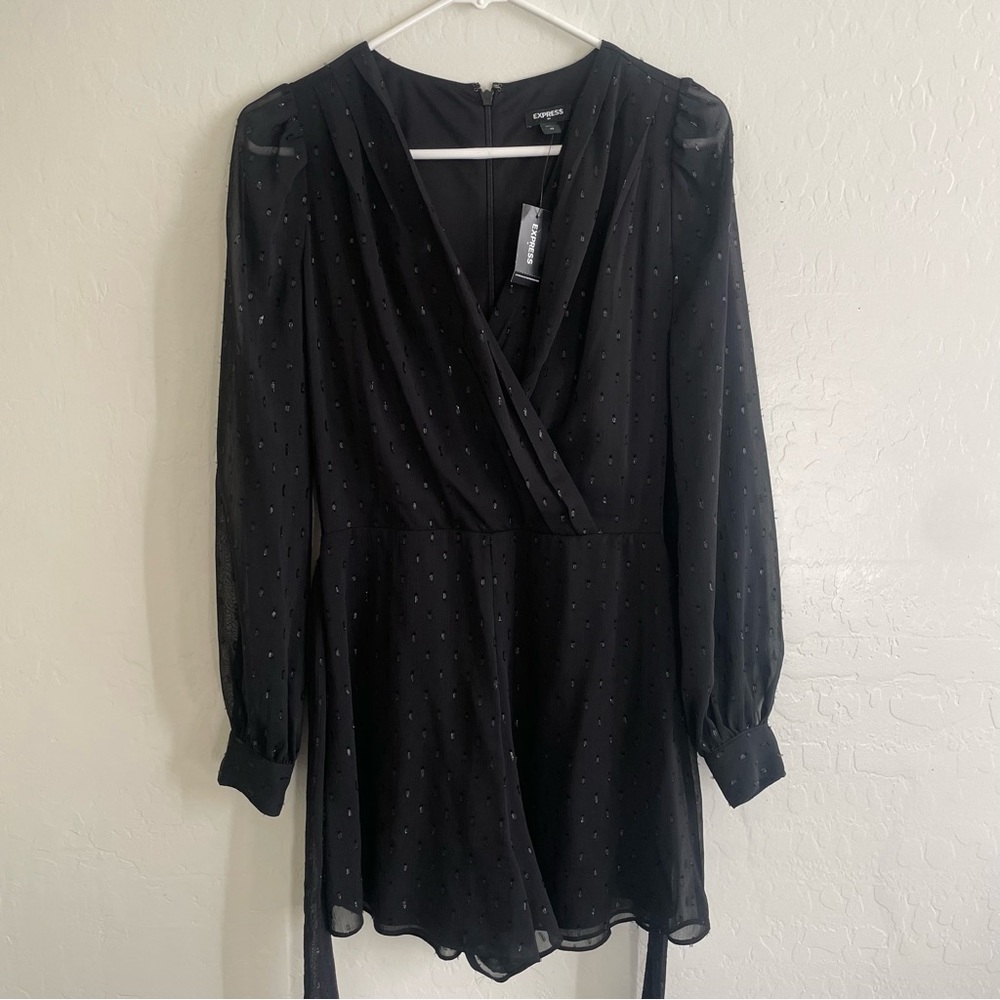NWT Express Long Sleeve Romper with Sheer Sleeves